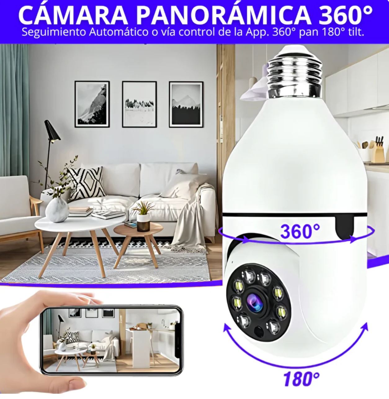 CAMARA DE  SEGURIDAD 360° FULL HD TIPO FOCO